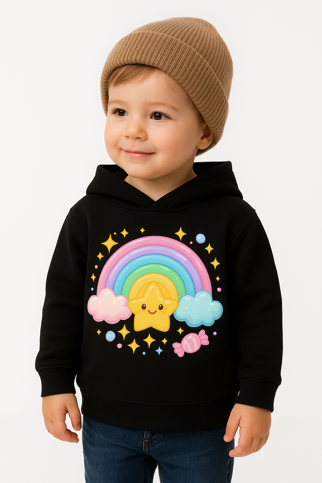 toddler hoodie 2 years vibrant rainbow fleece