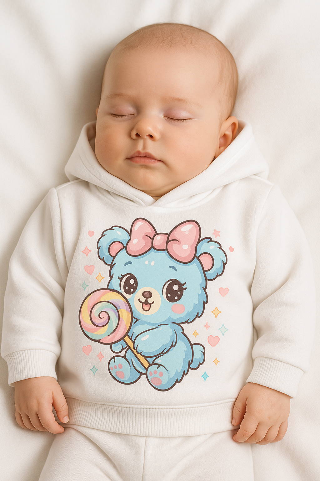 toddler white fleece hoodie 2 years with cute print